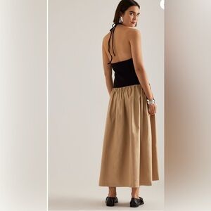 Maeve Halter Basque-Waster Halter Midi Dress